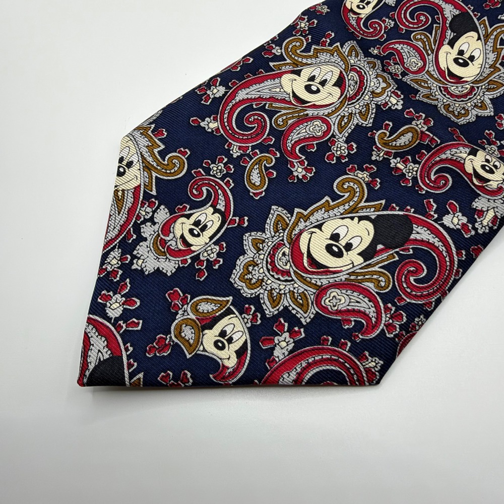 Disney Mickey Mouse Paisley Silk Tie Balancine The Tie Works Navy Blue Red Gold